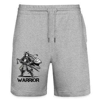 Samurai Comic - Stanley/Stella Trainer Unisex Organic Jogging Shorts - heather grey - Front - Nik (191cm) & Marisol (170cm)