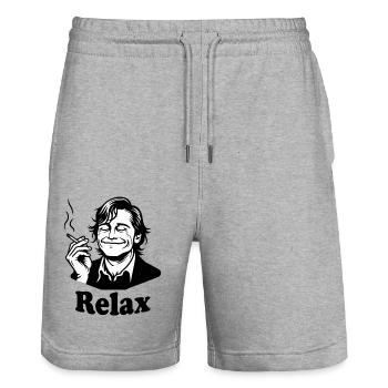 Relax - Conception Smoke and Chill - Short de jogging bio TRAINER Stanley/Stella unisexe - gris chiné - Devant - Nik (191cm) & Marisol (170cm)