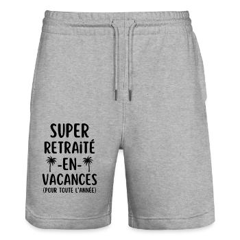 Super retraité en vacances - Short de jogging bio TRAINER Stanley/Stella unisexe - gris chiné - Devant - Nik (191cm) & Marisol (170cm)