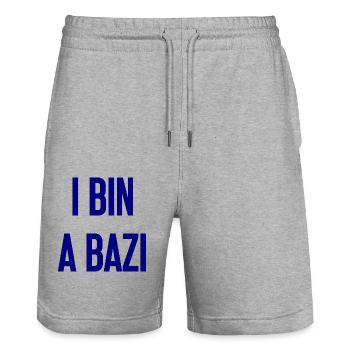 I bin a Bazi – Bayerischer Spruch mit Humor - Stanley/Stella Unisex Bio Joggingshorts Trainer  - Grau meliert - Vorne - Nik (191cm) & Marisol (170cm)
