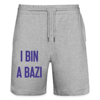 I bin a Bazi – Bayerischer Spruch mit Humor - Stanley/Stella Unisex Bio Joggingshorts Trainer  - Grau meliert - Vorne - Nik (191cm) & Marisol (170cm)