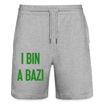 I bin a Bazi – Bayerischer Spruch mit Humor - Stanley/Stella Unisex Bio Joggingshorts Trainer  - Grau meliert - Vorne - Nik (191cm) & Marisol (170cm)