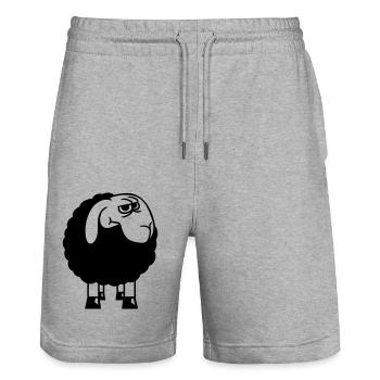Sheep looks skeptical, critical, suspicious stares - Stanley/Stella Trainer Unisex Organic Jogging Shorts - heather grey - Front - Nik (191cm) & Marisol (170cm)