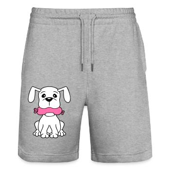 Chien Saucisse Bouche Faim Nourriture Mange Saucisses Sucré - Short de jogging bio TRAINER Stanley/Stella unisexe - gris chiné - Devant - Nik (191cm) & Marisol (170cm)