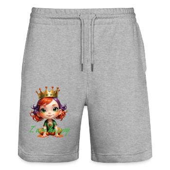 Cute cartoon - Stanley/Stella Trainer Unisex Organic Jogging Shorts - heather grey - Front - Nik (191cm) & Marisol (170cm)