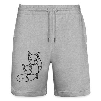 2 Foxes Friends Red Fox Two Wild Animals Team - Stanley/Stella Trainer Unisex Organic Jogging Shorts - heather grey - Front - Nik (191cm) & Marisol (170cm)