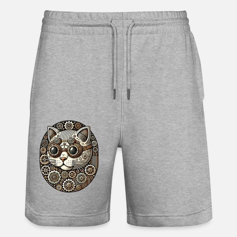 Steampunk Kätzchen Katze - Stanley/Stella Unisex Bio Joggingshorts Trainer  - Grau meliert
