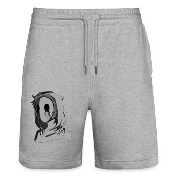 crying mask - Stanley/Stella Trainer Unisex Organic Jogging Shorts - heather grey - Front - Nik (191cm) & Marisol (170cm)