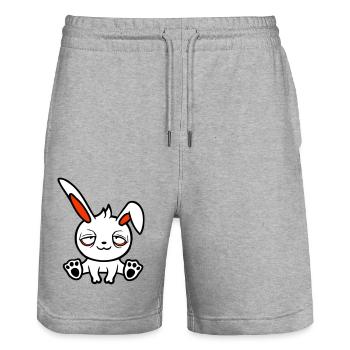 Bunny Tired Confused Relaxed Red Dark Circles Chill - Stanley/Stella Trainer Unisex Organic Jogging Shorts - heather grey - Front - Nik (191cm) & Marisol (170cm)
