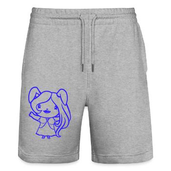 Hase Mädchen Hübsch Frau Häsin Winkt Lange Haare - Stanley/Stella Unisex Bio Joggingshorts Trainer  - Grau meliert - Vorne - Nik (191cm) & Marisol (170cm)