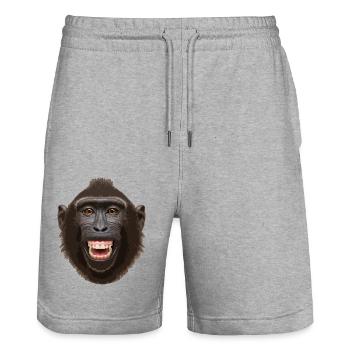 Tête de singe - Short de jogging bio TRAINER Stanley/Stella unisexe - gris chiné - Devant - Nik (191cm) & Marisol (170cm)