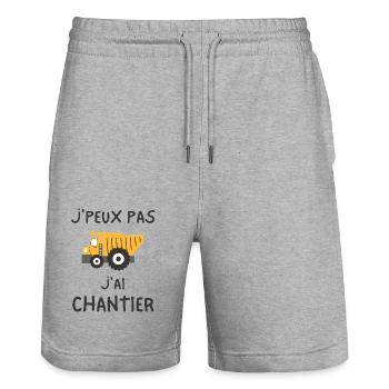 Jpeux pas j ai chantier - Short de jogging bio TRAINER Stanley/Stella unisexe - gris chiné - Devant - Nik (191cm) & Marisol (170cm)