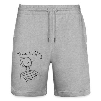 Toast volant Il est temps de faire voler du toast drôle - Short de jogging bio TRAINER Stanley/Stella unisexe - gris chiné - Devant - Nik (191cm) & Marisol (170cm)