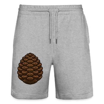 Pine cone - Stanley/Stella Trainer Unisex Organic Jogging Shorts - heather grey - Front - Nik (191cm) & Marisol (170cm)