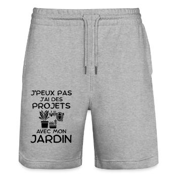 Humour jardinage jardin - Short de jogging bio TRAINER Stanley/Stella unisexe - gris chiné - Devant - Nik (191cm) & Marisol (170cm)