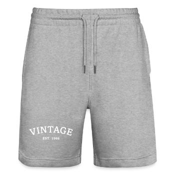 Vintage Est. 1966 Birthday Gift - Stanley/Stella Trainer Unisex Organic Jogging Shorts - heather grey - Front - Nik (191cm) & Marisol (170cm)