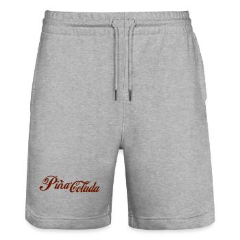 pineapple Graphic Pina Colada - Stanley/Stella Trainer Unisex Organic Jogging Shorts - heather grey - Front - Nik (191cm) & Marisol (170cm)