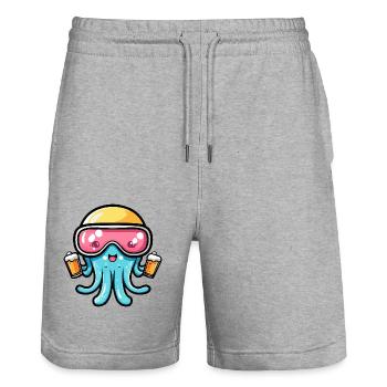méduse après-ski bière bande dessinée - Short de jogging bio TRAINER Stanley/Stella unisexe - gris chiné - Devant - Nik (191cm) & Marisol (170cm)