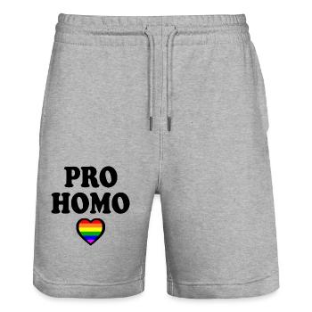 Pro homo - Stanley/Stella Trainer Unisex Organic Jogging Shorts - heather grey - Front - Nik (191cm) & Marisol (170cm)