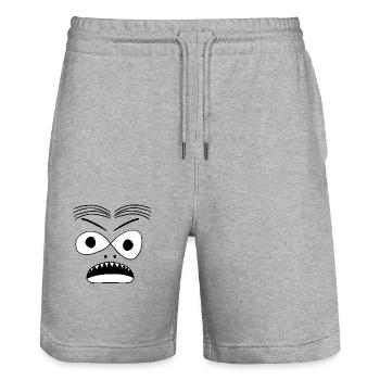 Andreas (#5 de la collection Weska Face) - Short de jogging bio TRAINER Stanley/Stella unisexe - gris chiné - Devant - Nik (191cm) & Marisol (170cm)