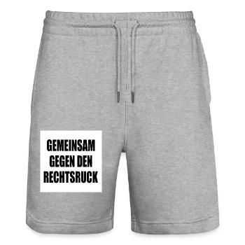 Together against a shift to the right - Stanley/Stella Trainer Unisex Organic Jogging Shorts - heather grey - Front - Nik (191cm) & Marisol (170cm)