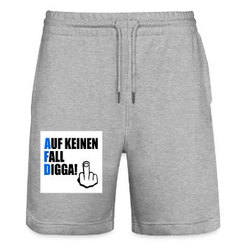 Definitely not digga - Stanley/Stella Trainer Unisex Organic Jogging Shorts - heather grey - Front - Nik (191cm) & Marisol (170cm)