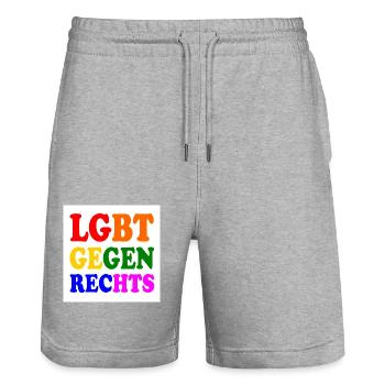 Les LGBT contre la droite - Short de jogging bio TRAINER Stanley/Stella unisexe - gris chiné - Devant - Nik (191cm) & Marisol (170cm)