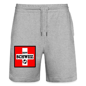 Suisse - Short de jogging bio TRAINER Stanley/Stella unisexe - gris chiné - Devant - Nik (191cm) & Marisol (170cm)