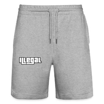 Illegal Blockschrift Design in Weiß - Stanley/Stella Unisex Bio Joggingshorts Trainer  - Grau meliert - Vorne - Nik (191cm) & Marisol (170cm)