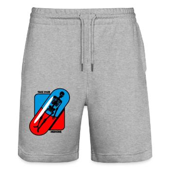 Prendre - Le vôtre - Médicament - Santé - Short de jogging bio TRAINER Stanley/Stella unisexe - gris chiné - Devant - Nik (191cm) & Marisol (170cm)