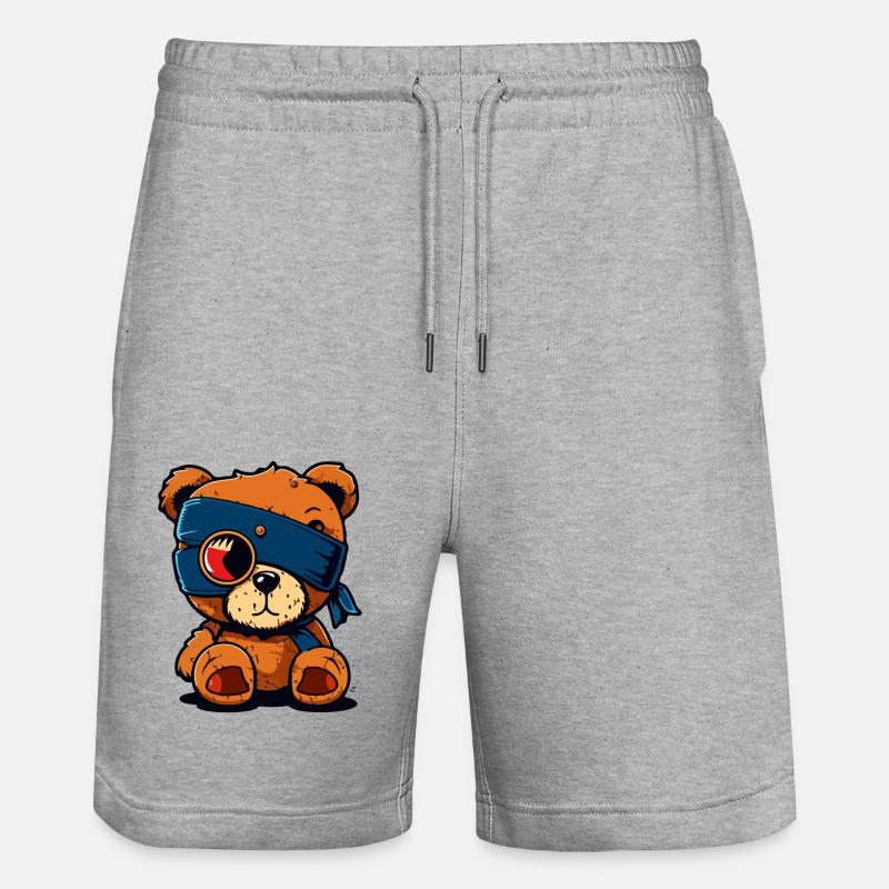 Cache-œil mignon ours - Short de jogging bio TRAINER Stanley/Stella unisexe - gris chiné