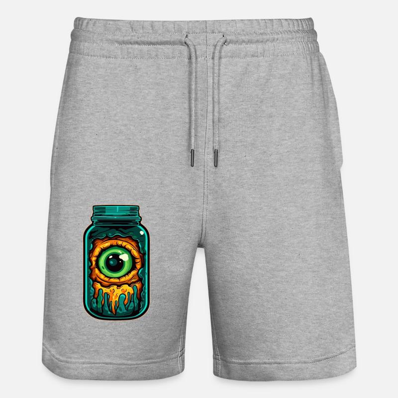 Oeil de monstre en verre - Short de jogging bio TRAINER Stanley/Stella unisexe - gris chiné