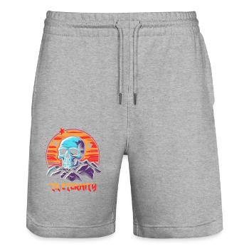 Crâne éternel : pour l’éternité - Short de jogging bio TRAINER Stanley/Stella unisexe - gris chiné - Devant - Nik (191cm) & Marisol (170cm)