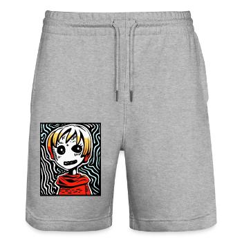 Ist dies moderne Kunst, Kunst im Manga-Anime-Stil? - Stanley/Stella Unisex Bio Joggingshorts Trainer  - Grau meliert - Vorne - Nik (191cm) & Marisol (170cm)