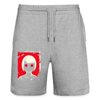 Cartoon Anime Manga Dunkles Mädchen - Stanley/Stella Unisex Bio Joggingshorts Trainer  - Grau meliert - Vorne - Nik (191cm) & Marisol (170cm)
