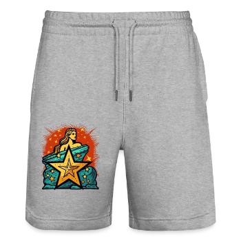 Göttin der Gerechtigkeit Sterne: Ikonische Frau - Stanley/Stella Unisex Bio Joggingshorts Trainer  - Grau meliert - Vorne - Nik (191cm) & Marisol (170cm)