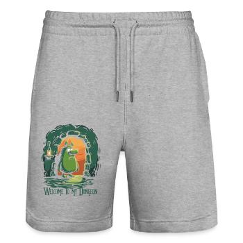 Welcome to My Dungeon: Funny Creature - Stanley/Stella Trainer Unisex Organic Jogging Shorts - heather grey - Front - Nik (191cm) & Marisol (170cm)