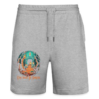 Come into the dungeon - Stanley/Stella Trainer Unisex Organic Jogging Shorts - heather grey - Front - Nik (191cm) & Marisol (170cm)