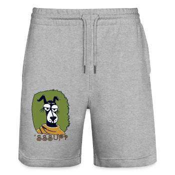 Quoi de neuf, quoi de neuf, un chien de dessin animé cool - Short de jogging bio TRAINER Stanley/Stella unisexe - gris chiné - Devant - Nik (191cm) & Marisol (170cm)