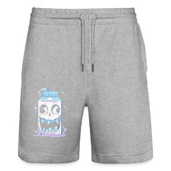 Crazy Milk - Stanley/Stella Trainer Unisex Organic Jogging Shorts - heather grey - Front - Nik (191cm) & Marisol (170cm)