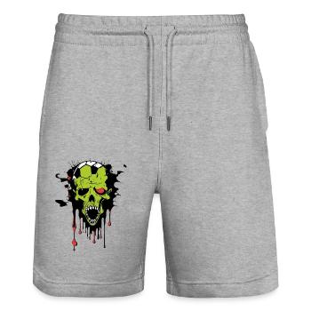 Soccer Zombie - Stanley/Stella Trainer Unisex Organic Jogging Shorts - heather grey - Front - Nik (191cm) & Marisol (170cm)
