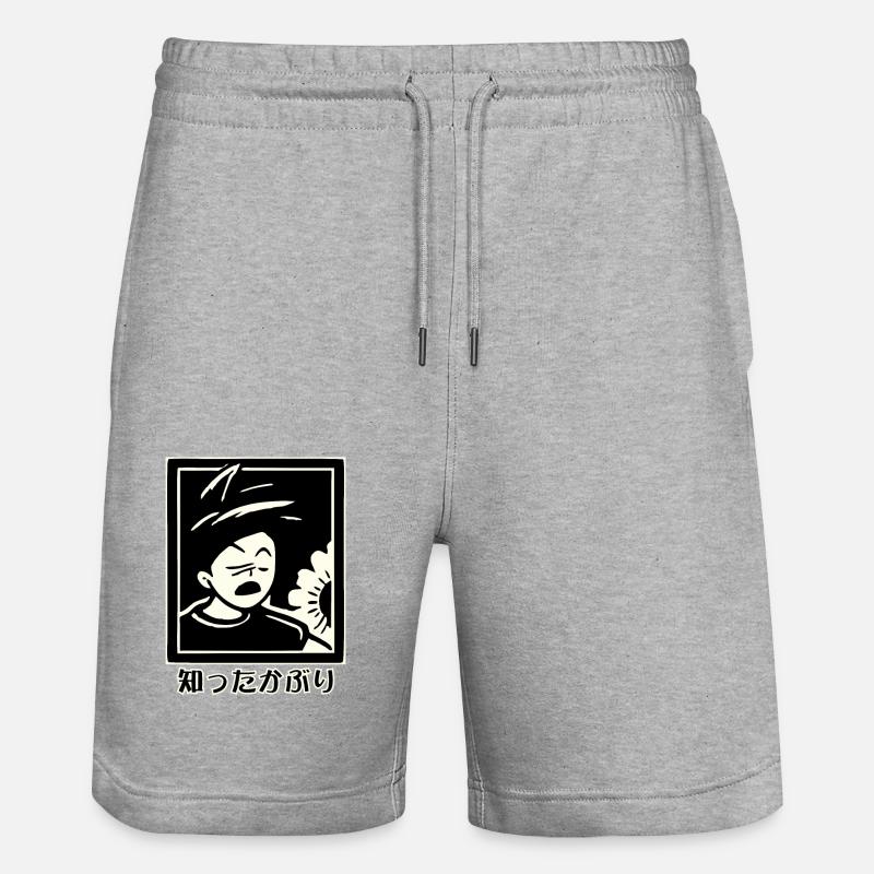 知ったかぶり Shittakaburi - Le Je-Sais-Tout - Short de jogging bio TRAINER Stanley/Stella unisexe - gris chiné