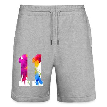 NUMBER 11 YEARS OLD 11TH BIRTHDAY - Stanley/Stella Trainer Unisex Organic Jogging Shorts - heather grey - Front - Nik (191cm) & Marisol (170cm)