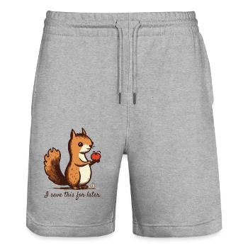 Je vais garder ça pour plus tard : Cartoon Squirrel - Short de jogging bio TRAINER Stanley/Stella unisexe - gris chiné - Devant - Nik (191cm) & Marisol (170cm)