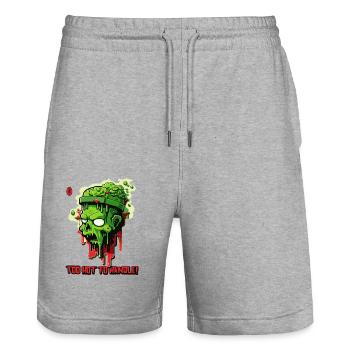 Too Hot to Handle: A melting zombie - Stanley/Stella Trainer Unisex Organic Jogging Shorts - heather grey - Front - Nik (191cm) & Marisol (170cm)