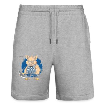 Proud Craftsman: Pride of the Working Class - Stanley/Stella Trainer Unisex Organic Jogging Shorts - heather grey - Front - Nik (191cm) & Marisol (170cm)