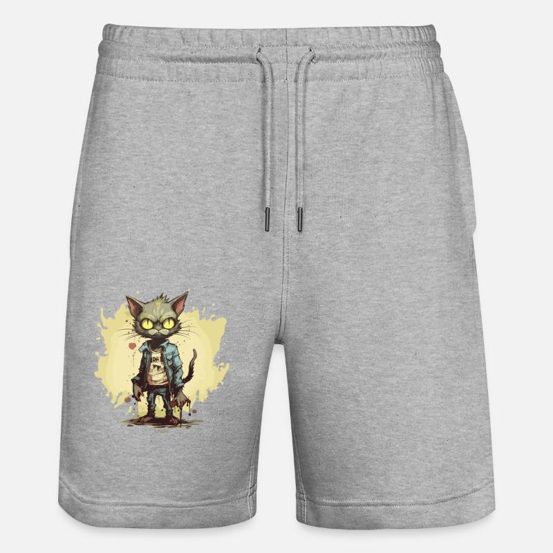 Mode stylée : chat zombie - Short de jogging bio TRAINER Stanley/Stella unisexe - gris chiné