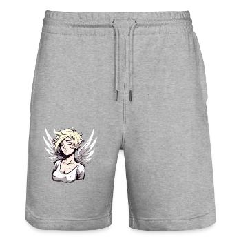 Alternate Anime Angel Girl - Stanley/Stella Trainer Unisex Organic Jogging Shorts - heather grey - Front - Nik (191cm) & Marisol (170cm)