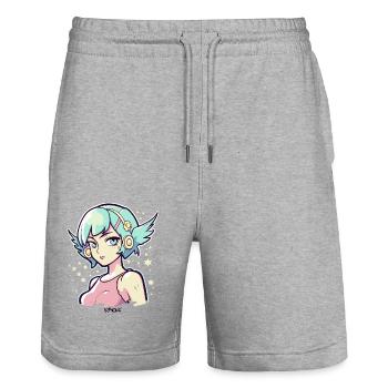 Niedliches Anime Engel Mädchen - Stanley/Stella Unisex Bio Joggingshorts Trainer  - Grau meliert - Vorne - Nik (191cm) & Marisol (170cm)