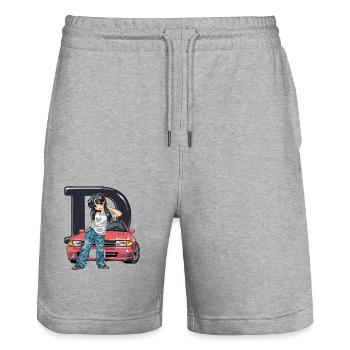 D Anime Girl Initial JDM Street Racer Car - Short de jogging bio TRAINER Stanley/Stella unisexe - gris chiné - Devant - Nik (191cm) & Marisol (170cm)